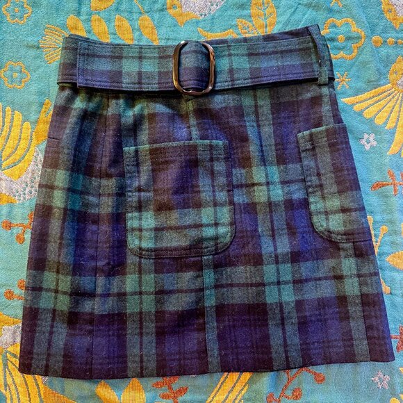 SEZANE - Gillie Wool Skirt in Navy Tartan (xs) - Picture 3 of 7